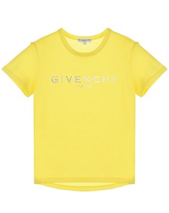 Желтая футболка с серебристым логотипом Givenchy
