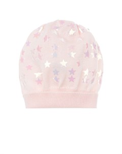 Розовая шапка из хлопка с перламутровыми звездами детская Catya