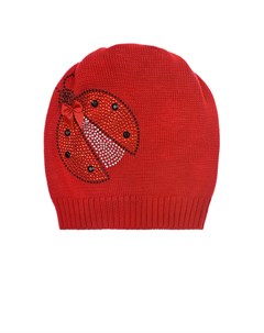 Красная шапка с декором Божья коровка Catya