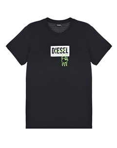 Черная футболка с логотипом и вышивкой Diesel