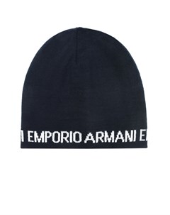 Синяя шапка с логотипом Emporio armani