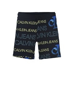 Черные бермуды с разноцветным логотипом Calvin klein