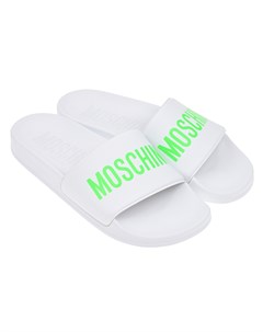 Белые шлепки с логотипом Moschino