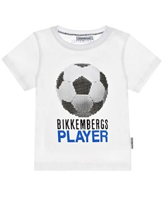 Белая футболка с принтом футбольный мяч Bikkembergs