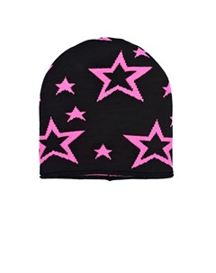 Черная шапка со звездами цвета фуксии Catya