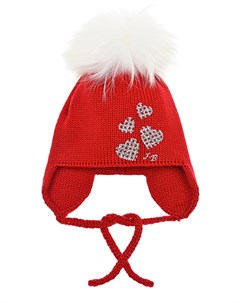 Красная шапка с серебристыми сердечками Joli bebe