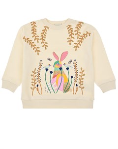 Кремовый свитшот с вышивкой заяц детский Gucci