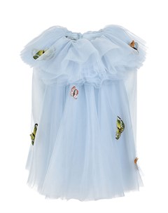 Голубое платье из фатина с вышитыми бабочками Nikolia