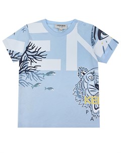 Голубая футболка с принтом кораллы и рыбки Kenzo