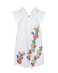 Белое платье с цветочной вышивкой Vivetta