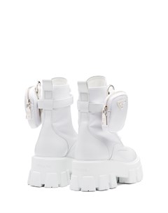 Белые кожаные ботинки Prada