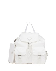 Белый рюкзак из экологичного материала Prada