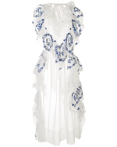 Прозрачное платье с цветочной вышивкой и драпировкой Simone rocha
