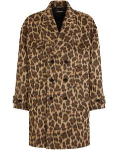 Двубортное пальто с леопардовым принтом Dolce&gabbana