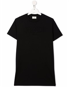 Платье футболка с тисненым логотипом Fendi kids