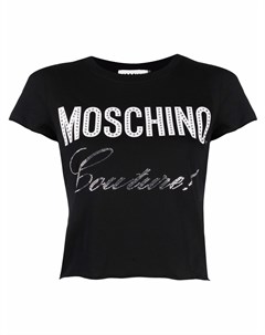 Укороченная футболка с логотипом Couture Moschino
