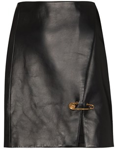 Кожаная юбка мини с запахом Versace