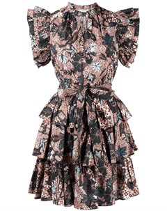 Платье мини с цветочным принтом и оборками Ulla johnson