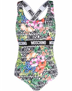 Купальник с цветочным принтом и логотипом Moschino