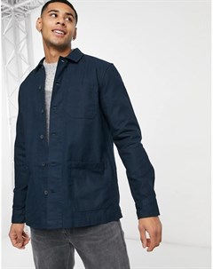 Темно синяя рубашка навыпуск с 3 карманами Burton menswear