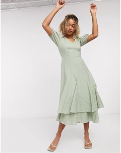 Зеленое фактурное платье макси с двухслойной юбкой & other stories