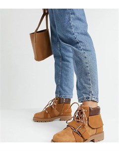 Светло коричневые походные ботинки на шнуровке для широкой стопы Asos design