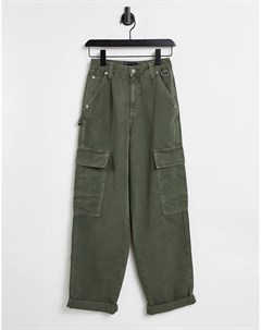 Форменные брюки цвета хаки с карманами в утилитарном стиле Asos design