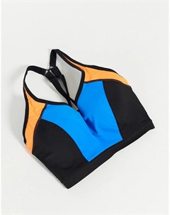 Сине оранжевый спортивный бюстгальтер для груди большого размера Pour moi