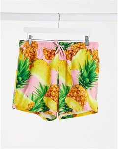 Розовые короткие шорты для плавания с ананасами Asos design