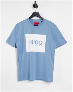 Голубая футболка с квадратным логотипом Dolive Hugo