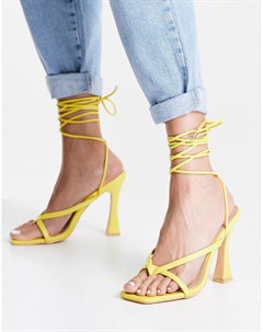 Лаймовые босоножки на каблуке с ремешками Glamorous