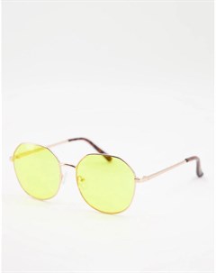 Женские солнцезащитные очки в круглой золотистой оправе с желтыми линзами Jeepers peepers