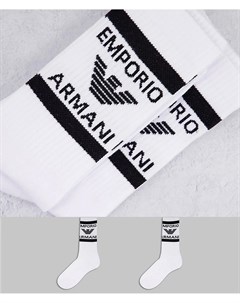 Набор из 2 пар коротких носков белого цвета Emporio armani bodywear