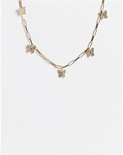 Золотистое ожерелье цепочка с подвесками в виде бабочек Pieces