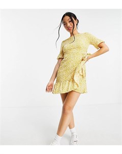 Желтое платье мини в горошек с оборками Vero moda petite