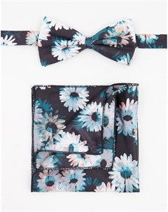 Галстук бабочка и платок для нагрудного кармана с цветочным принтом Bolongaro trevor