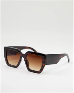 Большие квадратные солнцезащитные очки в коричневой черепаховой оправе Carla Monki