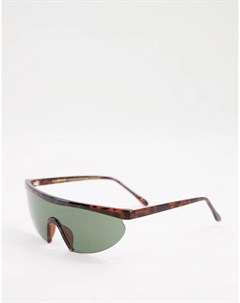 Коричневые солнцезащитные очки в стиле унисекс с широким козырьком в черепаховой полуоправе Move 2 A.kjaerbede