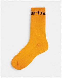 Оранжевые носки с надписью Carhartt wip