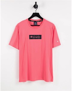Кораллово розовая футболка с логотипом на груди Champion