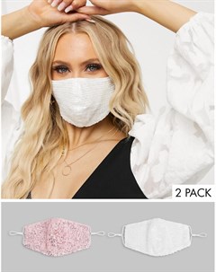 Набор из 2 масок для лица с пайетками белая розовая Tfnc