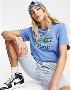 Синяя футболка с логотипом в виде крокодила Lacoste