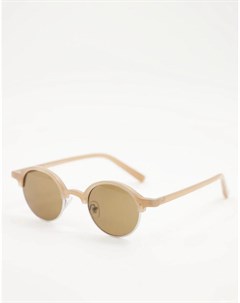 Круглые солнцезащитные очки бежевого цвета в стиле ретро унисекс Aj morgan