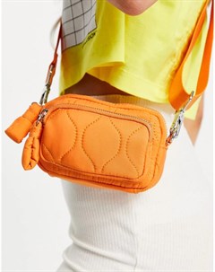 Нейлоновая стеганая миниатюрная сумка через плечо персикового цвета Topshop