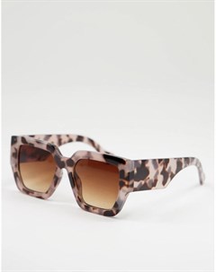 Большие квадратные солнцезащитные очки в серой черепаховой оправе Pieces Monki