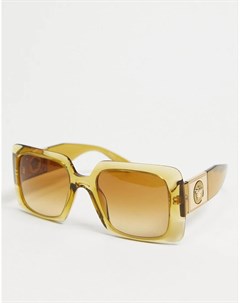 Женские большие солнцезащитные очки в бежевой квадратной оправе 0VE4405 Versace
