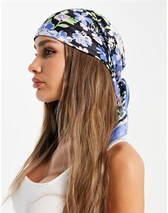 Синий платок на голову с цветочным принтом Pieces