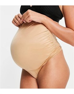 Бежевые гладкие стринги с посадкой над животом ASOS DESIGN Maternity Asos maternity