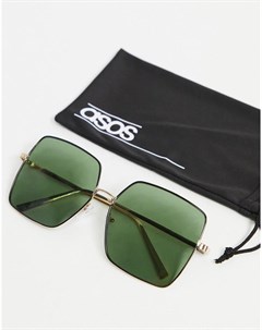 Солнцезащитные очки в блестящей черной оправе с линзами G15 в стиле 70 х Asos design