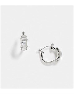 Серебристые серьги кольца в стиле унисекс с прозрачным камнем Inspired Reclaimed vintage